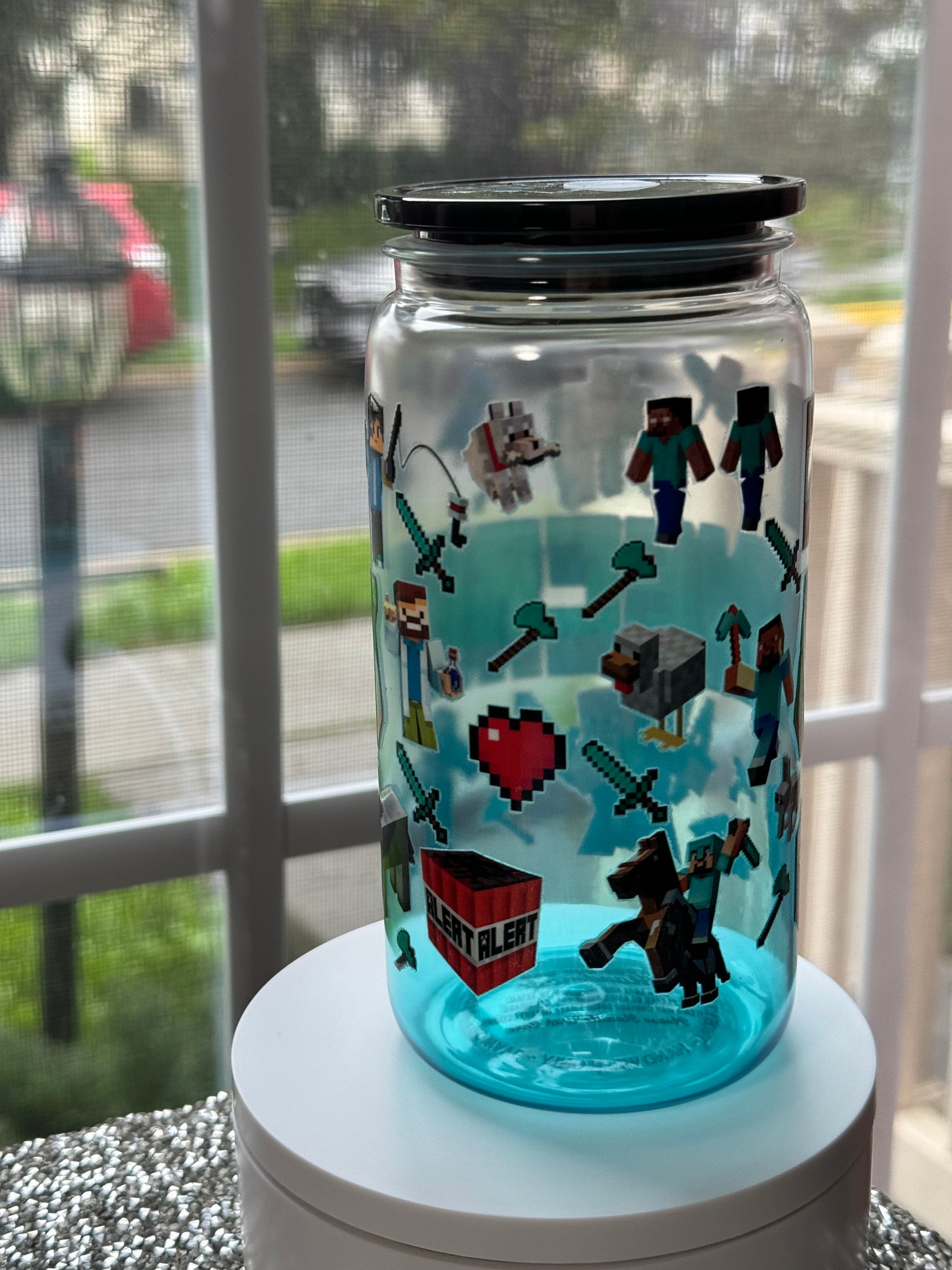 Ombre Teal Mine craft cup